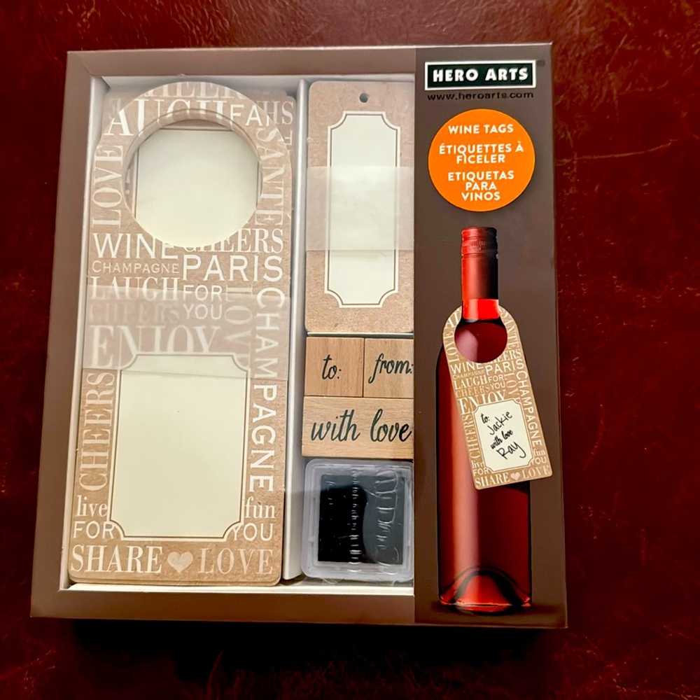 NEW Hero Arts Wine gift tags and stampers set